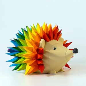 Scultura riccio papercraft, puzzle 3D stampabile, modello Pdf papercraft per realizzare la tua scultura riccio di carta