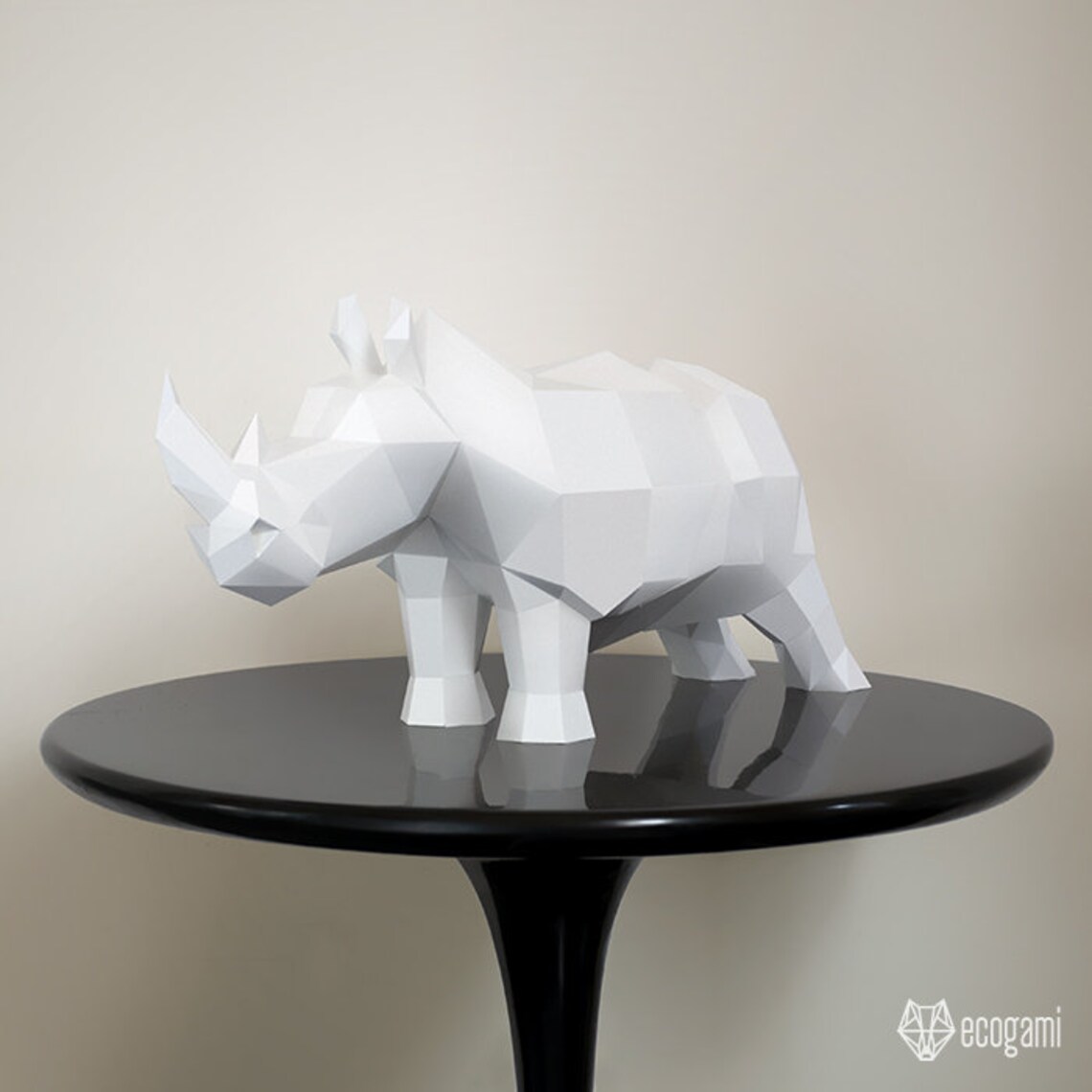 Rhino Paper Sculpture, Printable Papercraft Puzzle, 3D Papercraft Pdf ...