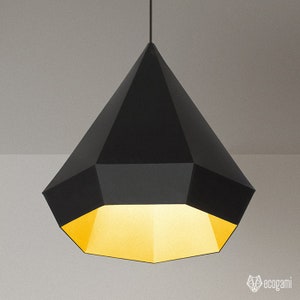 Pantalla de papel DIAMANTE, lámpara imprimible, plantilla PDF papercraft para hacer tu lámpara de techo de papel