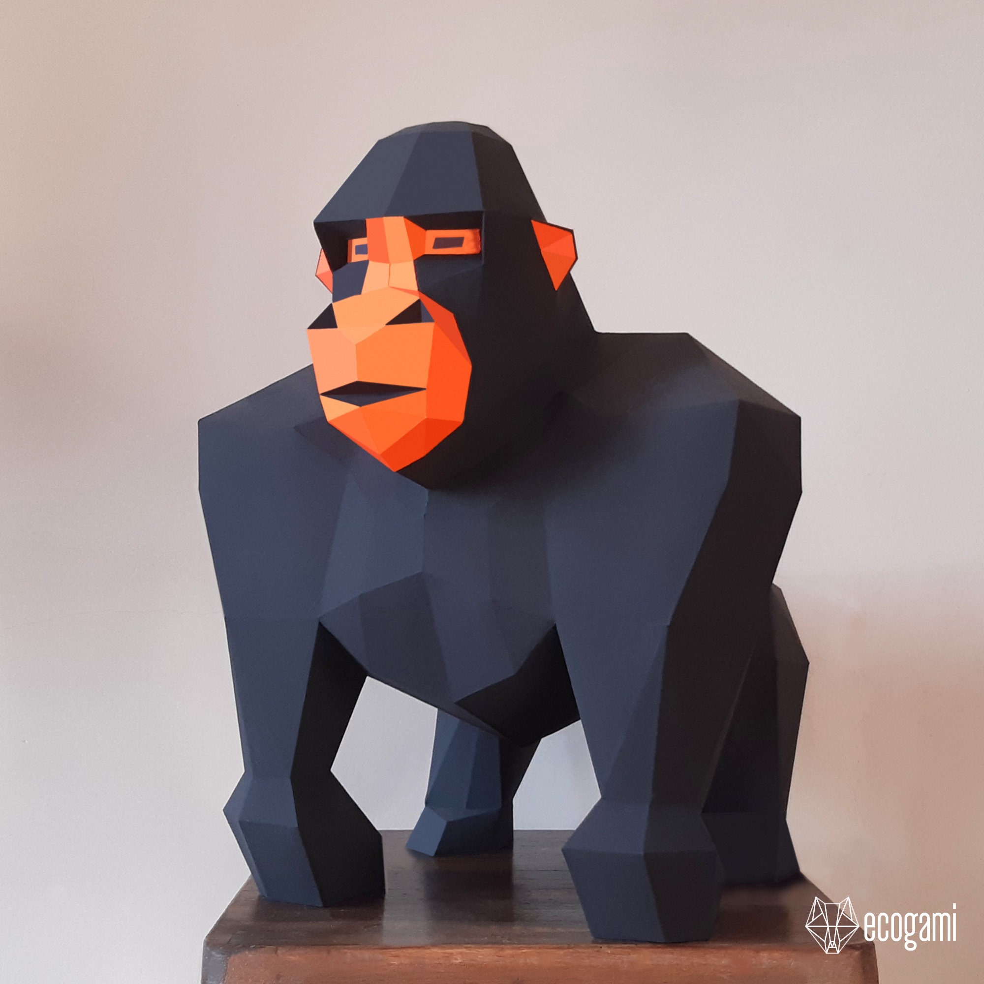Gorilla Papercraft Sculpture Printable 3D Puzzle Papercraft Etsy