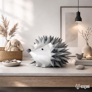 Kit per realizzare un riccio in carta, scultura di carta fai da te, kit di puzzle 3D low poly