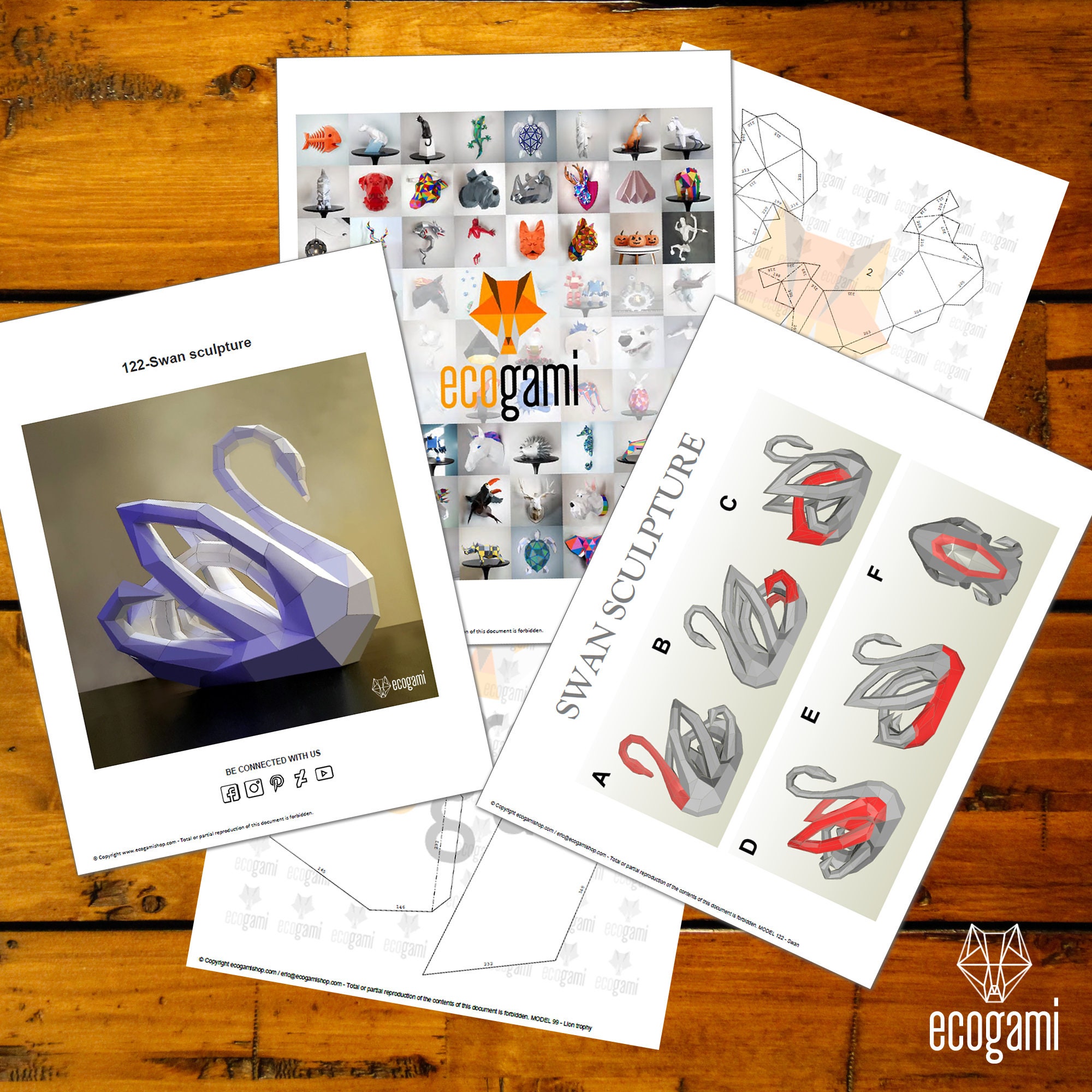 Swan Papercraft Sculpture Printable 3D Puzzle Papercraft Pdf - Etsy