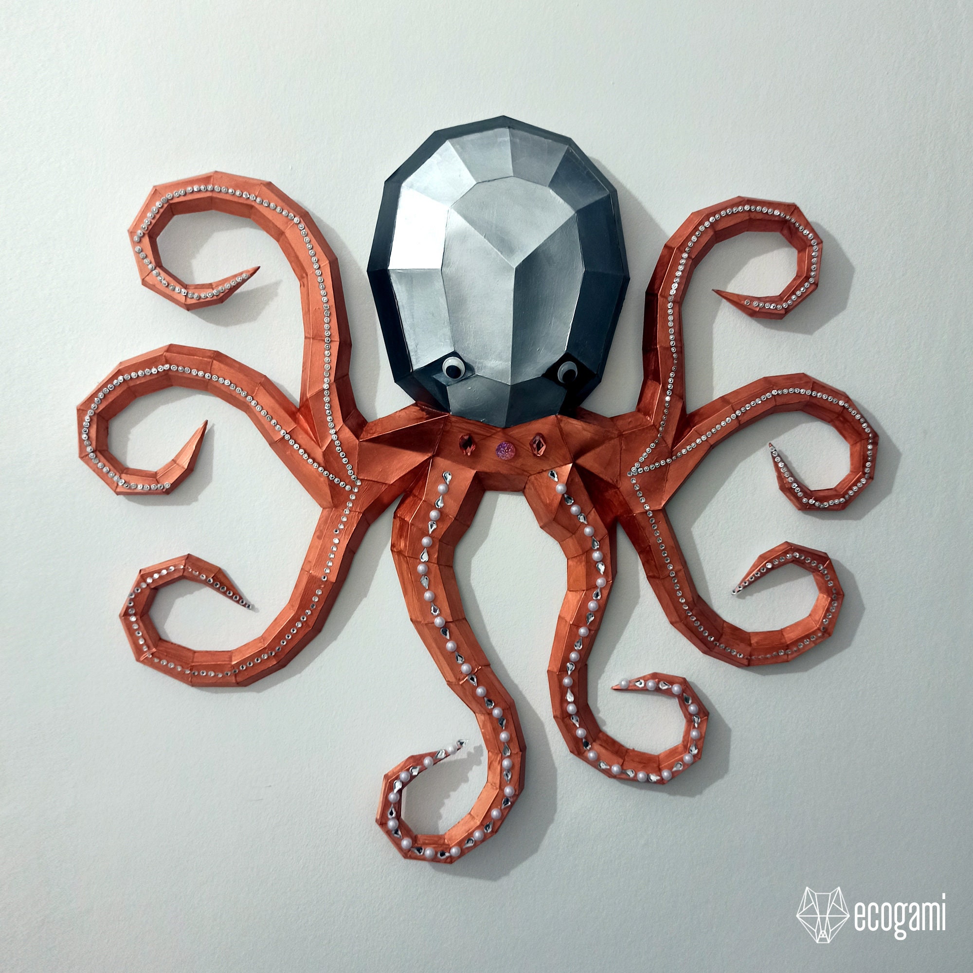 Octopus papercraft sculpture printable 3D wall art Etsy
