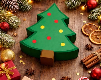 Christmas Tree box papercraft PDF, DIY storage container, low poly 3D printable template