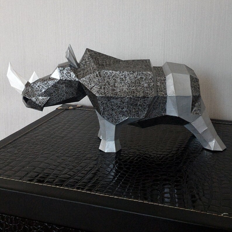 Rhino Paper Sculpture, Printable Papercraft Puzzle, 3D Papercraft Pdf ...