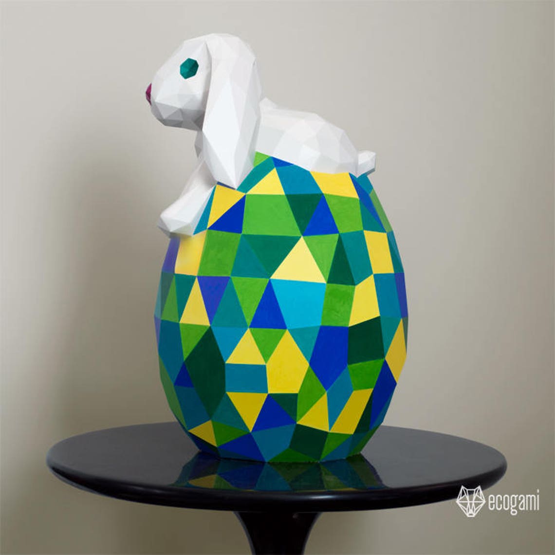 Easter Bunny Egg Papercraft PDF, DIY 3D Paper Sculpture, Low Poly ...