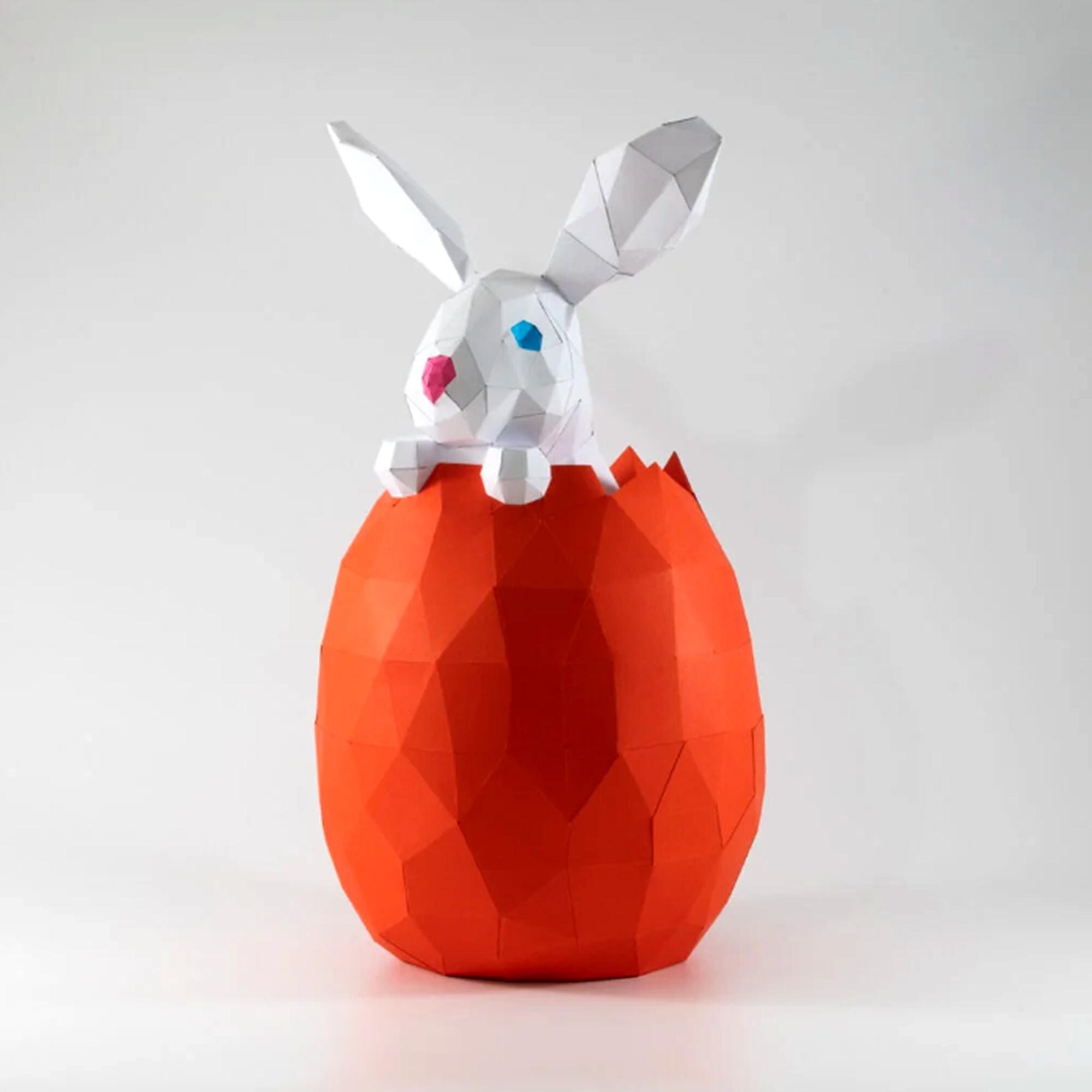 Easter Rabbit Egg Papercraft PDF, DIY 3D Paper Sculpture, Low Poly ...