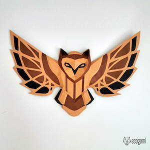 Owl papercraft sculpture, printable 3D puzzle, papercraft Pdf template to make your owl wall decor