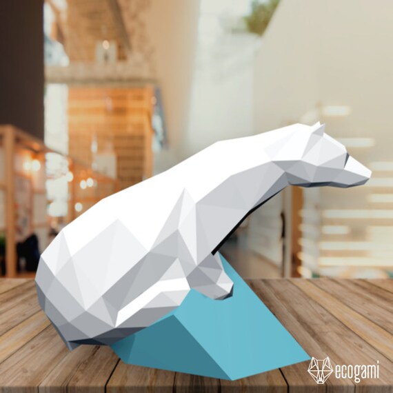 Escultura De Oso Blanco Origami 3d Imprimible Ideal Para Tu Decoración