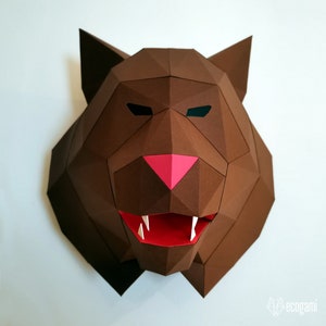 Lince, scultura di papercraft per gatti selvatici, puzzle 3D stampabile, modello di papercraft pdf per rendere la decorazione del tuo gatto selvatico