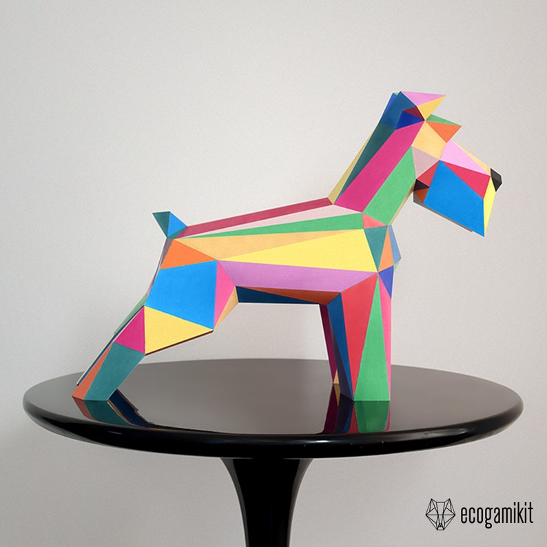 Sculpture de schnauzer papercraft 3D, kit de bricolage pour adultes, puzzle pour faire ton chien miniature image 4