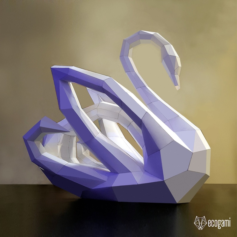 Cygne sculpture papercraft, puzzle 3D imprimable, patron Pdf papercraft pour faire ta décoration de cygne image 4