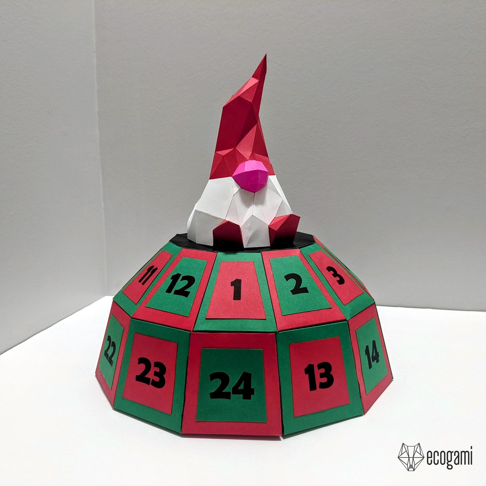 Christmas Gnome Advent Calendar Papercraft PDF, DIY 3D Paper Sculpture ...