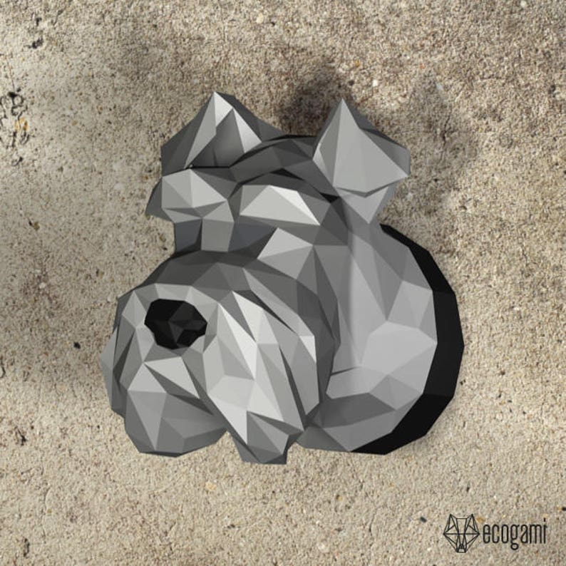 Schnauzer papercraft sculpture printable 3D puzzle image 2