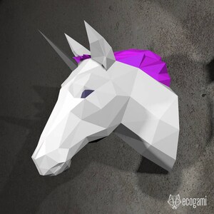 Unicorn Papercraft Sculpture, Printable 3D Puzzle, Papercraft Pdf ...