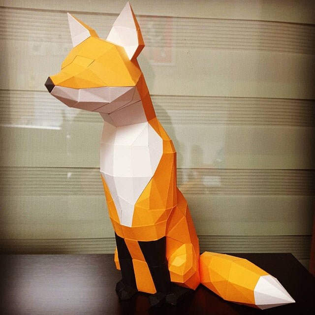 Zorro escultura papercraft rompecabezas 3D imprimible Etsy