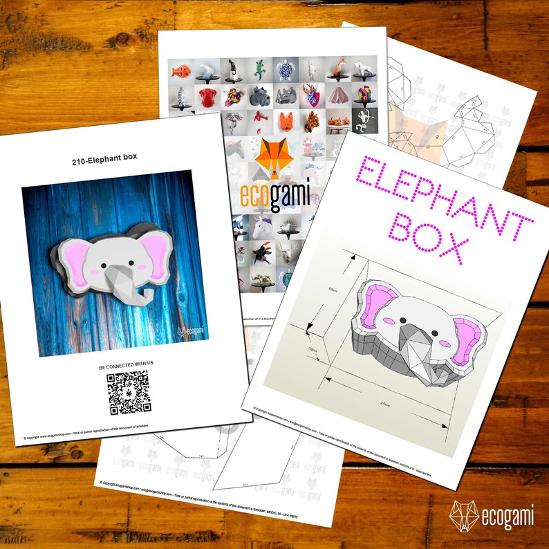 Elephant Box Papercraft PDF, DIY Storage Container, Low Poly 3D ...