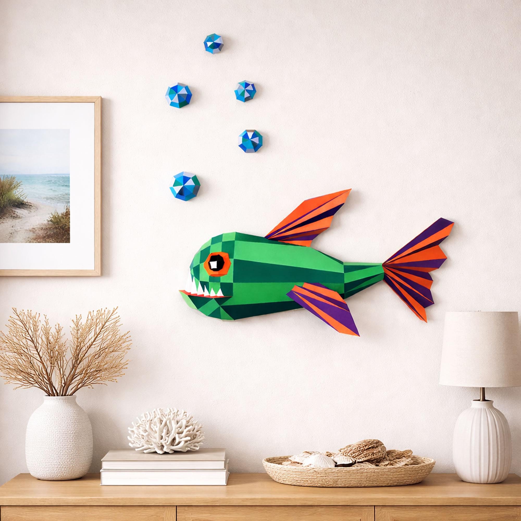 Paper Fish Interior Fish Papercraft PDF, DIY Marine Wall Decor, Low Poly 3D Printable ...