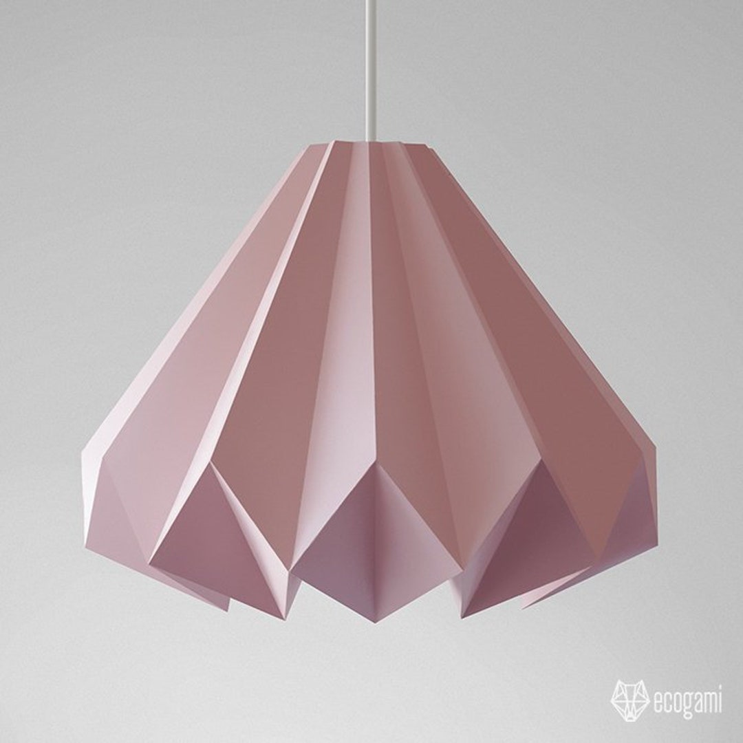 Origami Paper Lamp Shade, Printable Lampshade, Papercraft Pdf Template