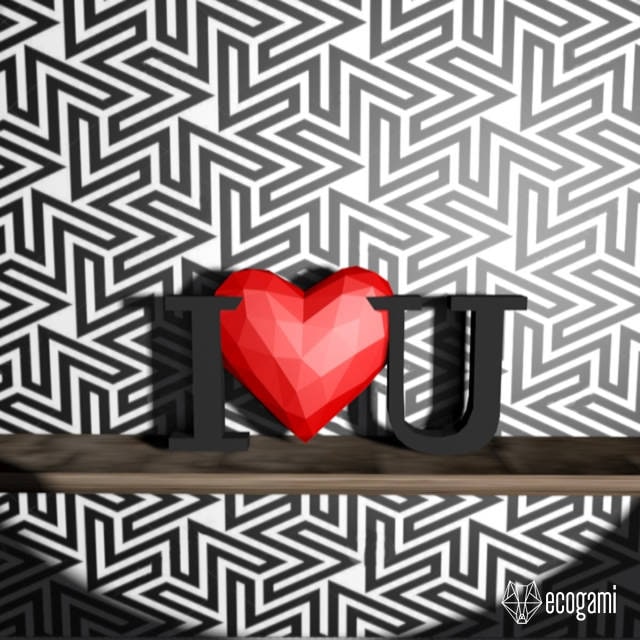 I Love You Papercraft Sculpture, Printable 3D Puzzle