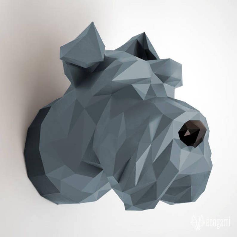 Schnauzer papercraft sculpture printable 3D puzzle image 1
