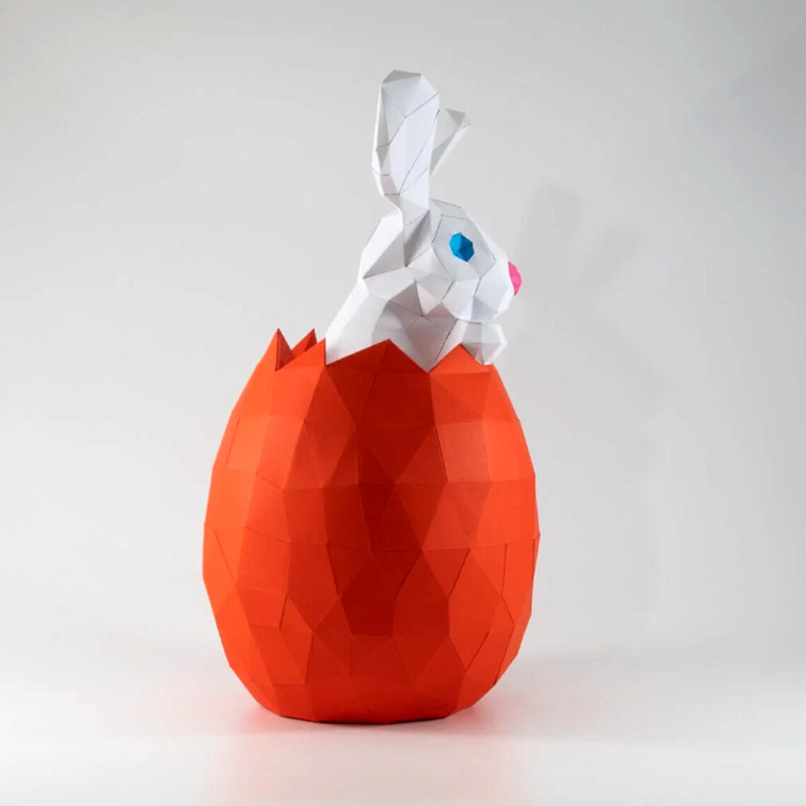 Easter Rabbit Egg Papercraft PDF, DIY 3D Paper Sculpture, Low Poly ...