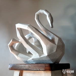 Cygne sculpture papercraft, puzzle 3D imprimable, patron Pdf papercraft pour faire ta décoration de cygne image 1