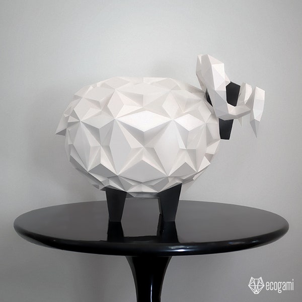 Mouton en papier, puzzle 3D imprimable, patron Pdf papercraft pour faire ta sculpture de mouton