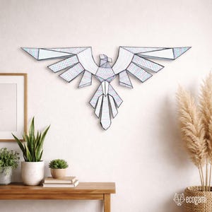 Phoenix Eagle papercraft PDF, DIY bird wall decor, low poly 3D printable sculpture template