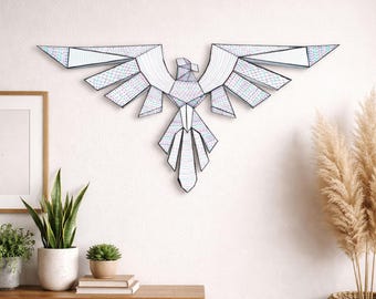 Phoenix Eagle papercraft PDF, DIY bird wall decor, low poly 3D printable sculpture template