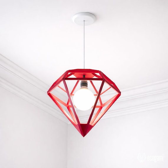 Diamond lampshade papercraft PDF, DIY art deco lamp, low poly 3D printable template