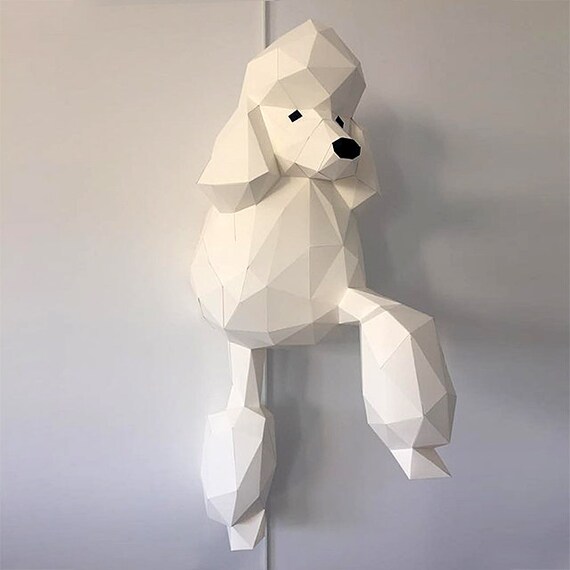 Diy Poodle Dog Papercraft Trophy Perfect For Your Wall Decor
