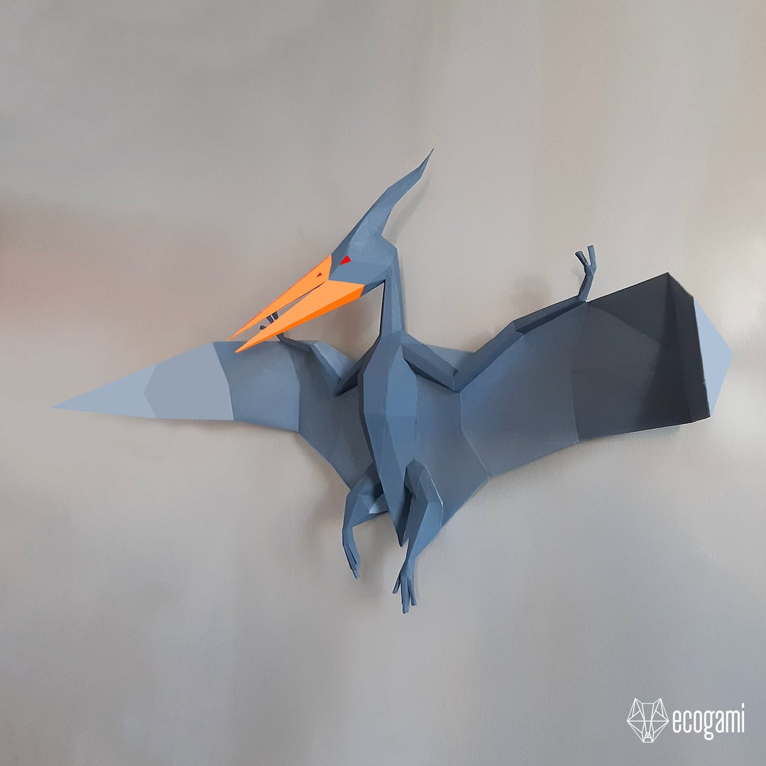 Pterosaur Dinosaur Papercraft Sculpture, Printable 3D Puzzle