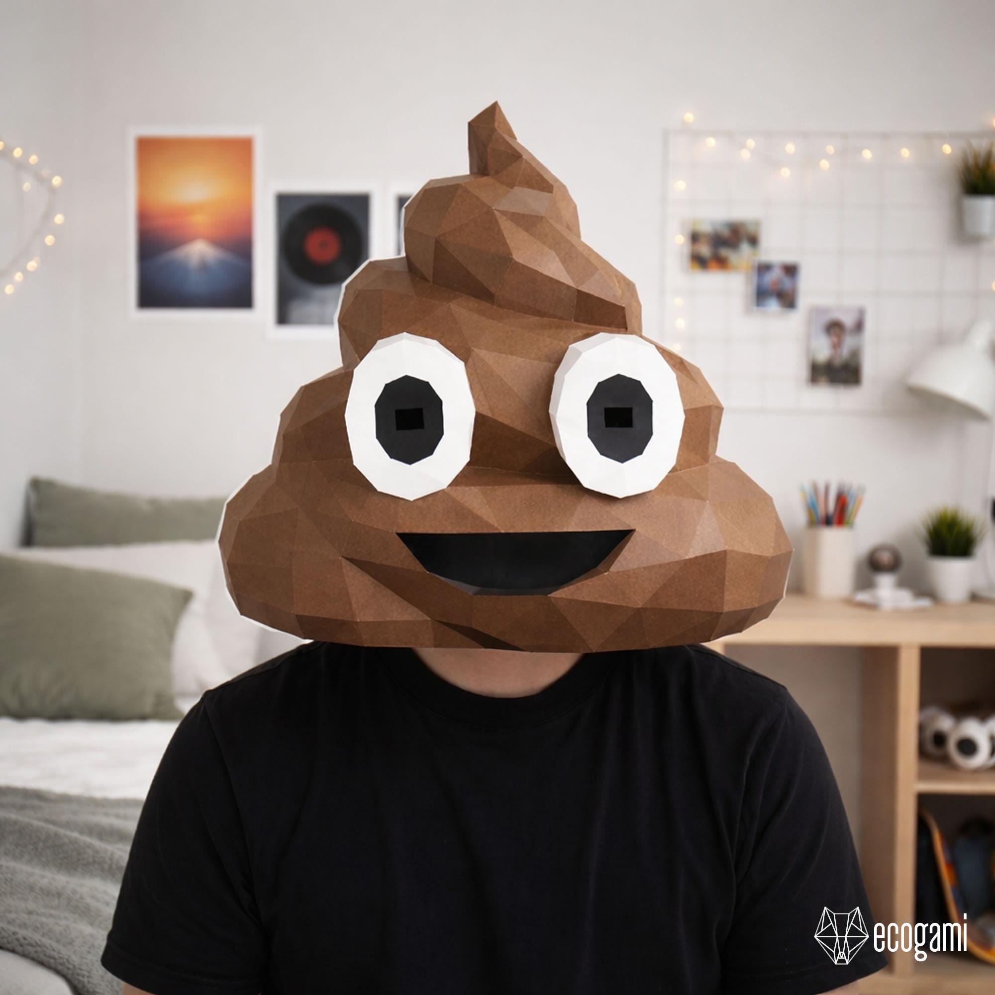 Poop emoji mask papercraft PDF, DIY cosplay, printable Halloween…