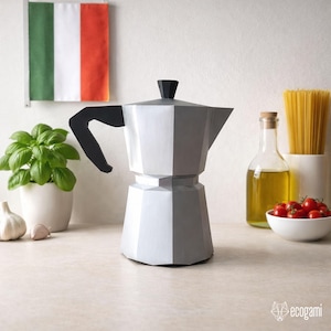 Moka Pot Papercraft Template PDF, DIY Coffee Maker 3D Paper Sculpture, Printable Table Decor, Coffee Lover Gift
