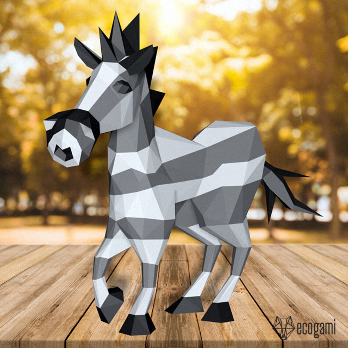 Zebra Papercraft Sculpture Printable 3D Puzzle Papercraft Etsy Canada