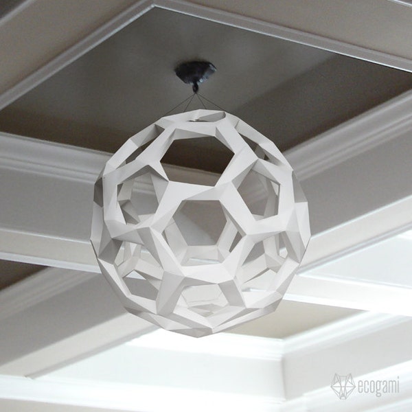 Sphere paper lamp shade, printable lampshade, papercraft Pdf template to make your art deco lamp