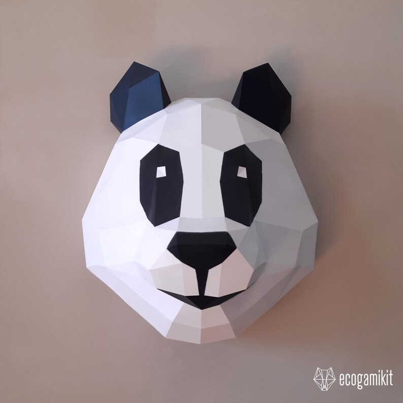 Panda scultura papercraft 3D, kit fai da te per adulti, puzzle per rendere la decorazione della parete del panda immagine 3