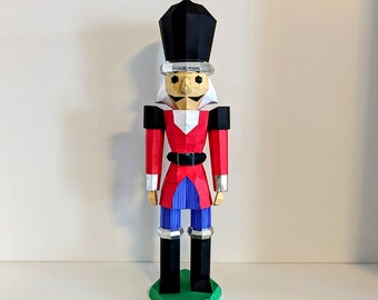 Christmas nutcracker doll papercraft sculpture, printable 3D puzzle, papercraft Pdf template to make your nutcracker figurine