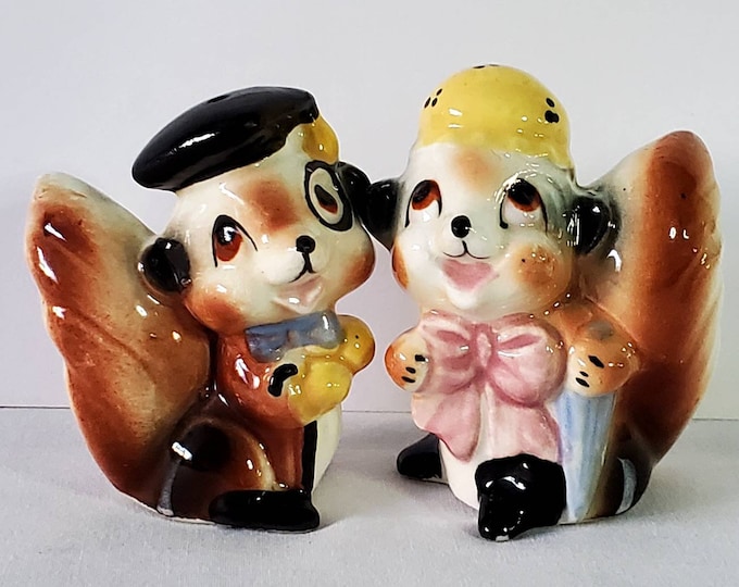 Professor and Mrs Squirrel  Vintage Salt & Pepper Shakers