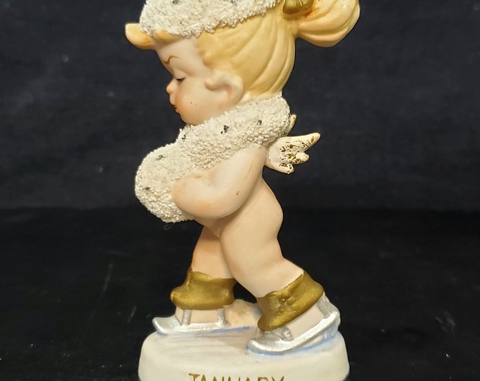 Geo Z Lefton January Angel Skating Ceramic Vintage 1957 KW130 Hand Painted