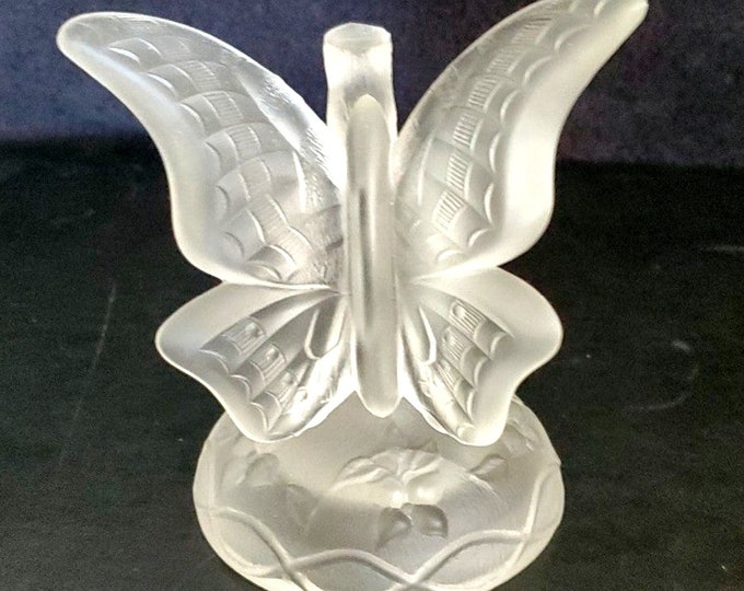 Vintage Fenton Crystal Velvet Butterfly on Branch