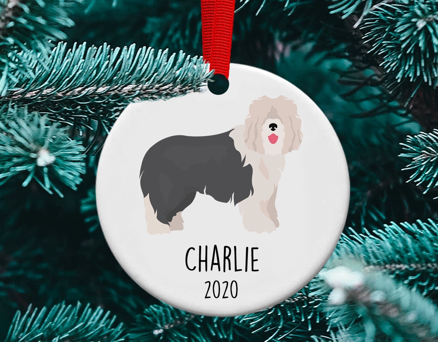 Old English Sheepdog Christmas Ornament Old English Sheepdog Etsy
