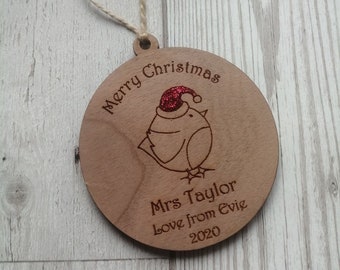 Personalised Teacher Christmas Tree Decoration, Teacher gift