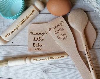 Personalised children's baking set, mini baking set, personalised wooden baking set, baking sets for children