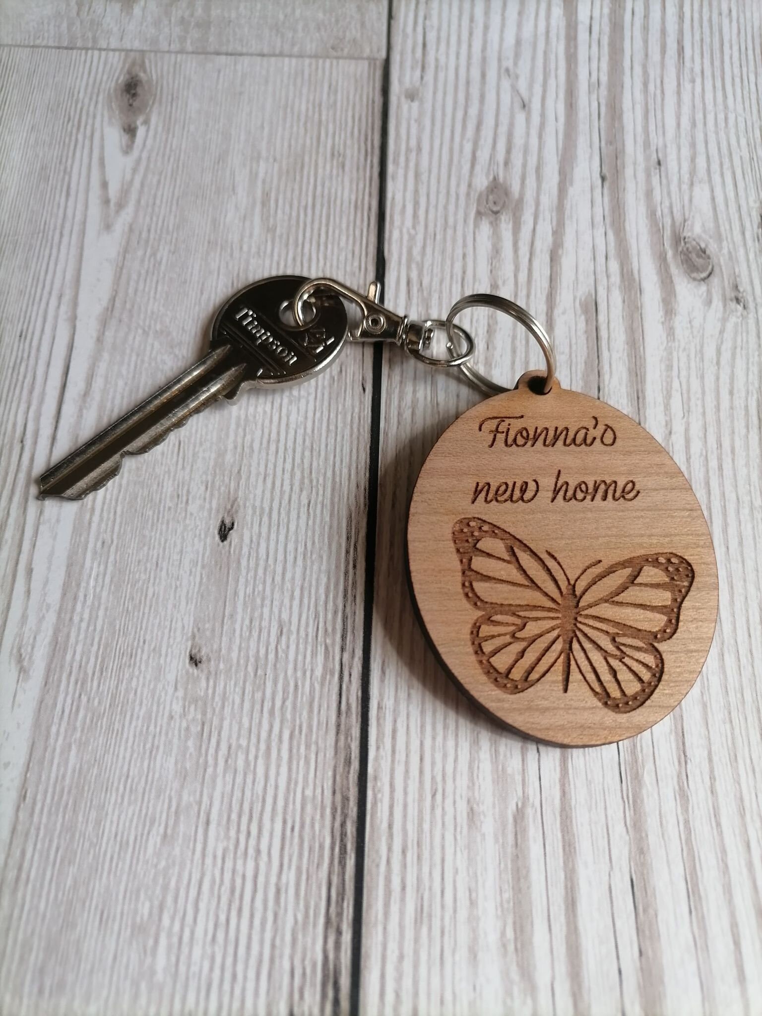 Butterfly Key Ring Wooden Personalised Butterfly Keyring Etsy