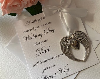 Angel wings charm wedding day memorial gift wedding day remembrance keepsake gift for bride gift for groom graduation gift for dad mum