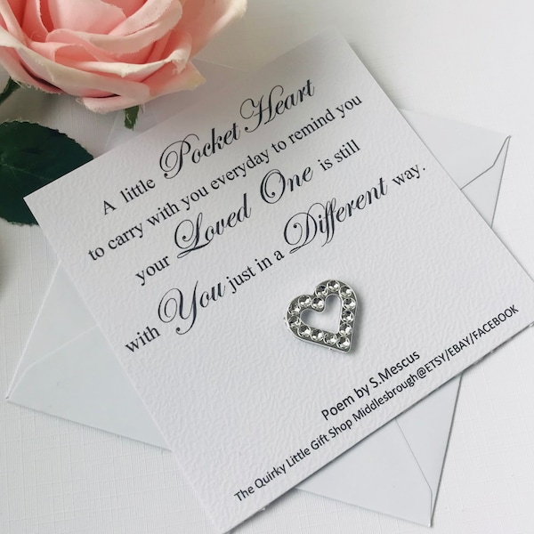 Condolence token pocket heart gift for mum sympathy bereavement gift for nana Mother’s Day condolence card for mam in memory of gift