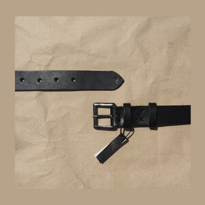 Leather black belt, 30mm width, hand-sewn, optional size