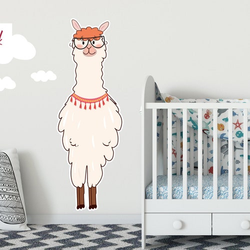Baby Lama Wall Decal, Peel and Stick Wallpaper, Toddler Wall Decor, Llama Wall shops Mural, Hand-Drawn Mural by Kids Shopyland, W112